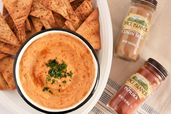 Smoked Paprika Hummus with Pita Chips Recipe