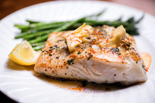 Vanilla Butter Poached Halibut with Ancho Orange Drizzle Recipe